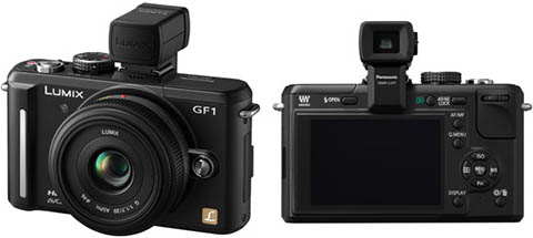 La cámara compacta de objetivos intercambiables Panasonic GF1 permite la instalación de un visor electrónico externo